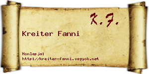 Kreiter Fanni névjegykártya